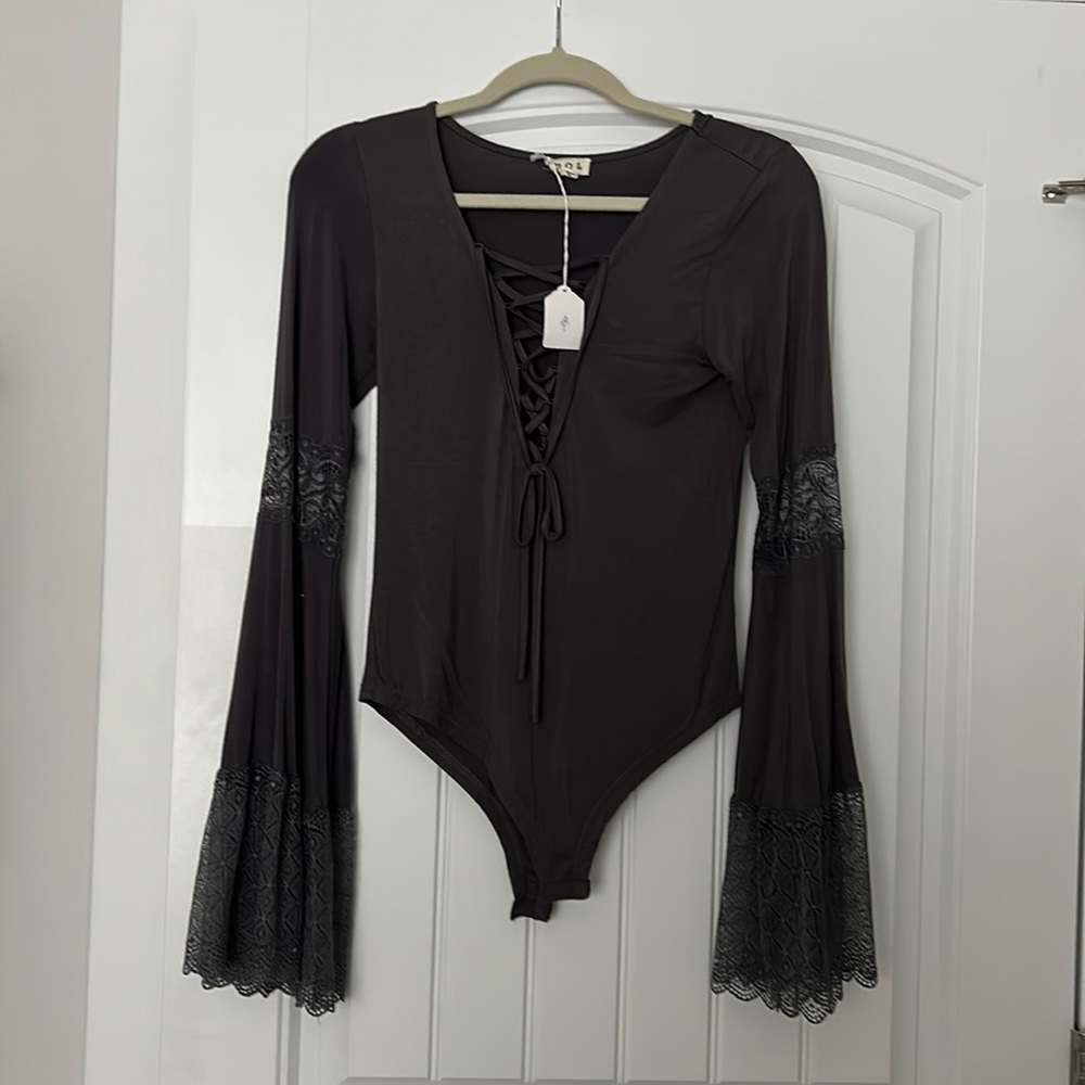 Lace long sleeve boho bodysuit